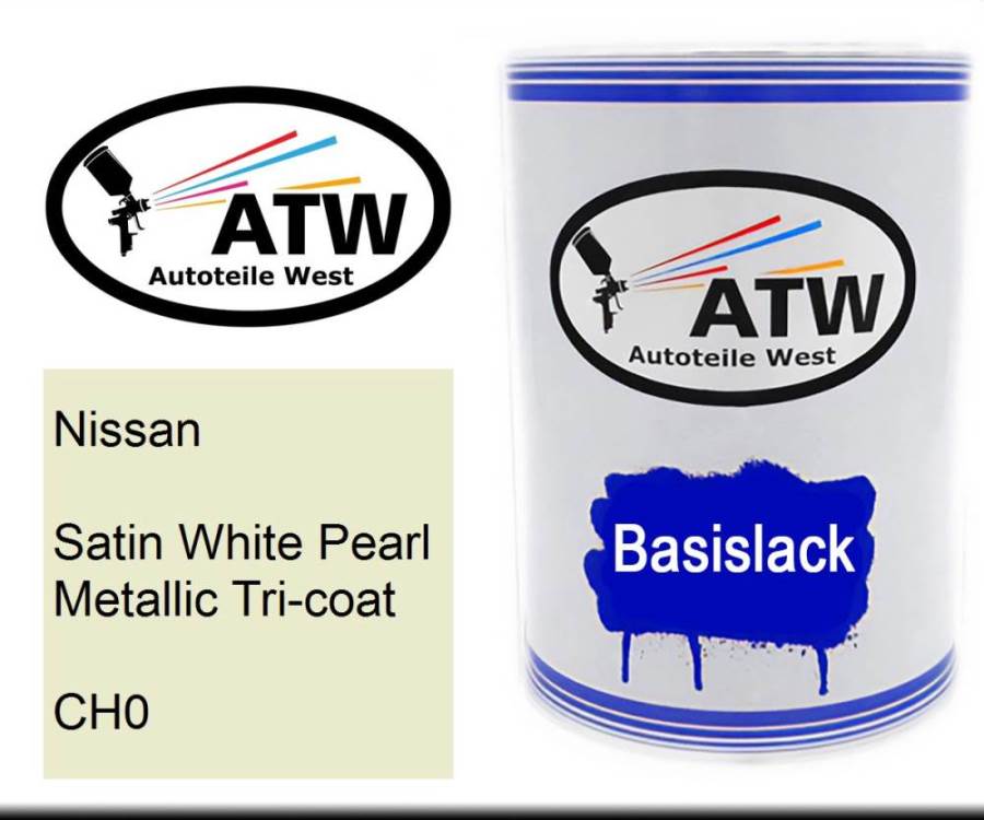 Nissan, Satin White Pearl Metallic Tricoat, CH0: 500ml Lackdose, von ATW Autoteile West.